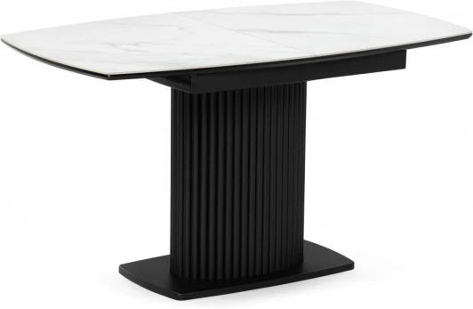 614245 Керамический стол Notta Фестер 140(180)х80 белый мрамор snow white / черный арт.614245