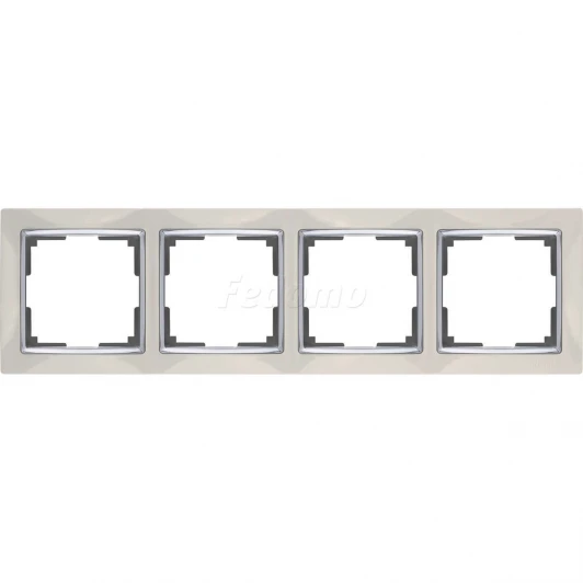 WL03-Frame-04-ivory Рамка на 4 поста Werkel Snabb, слоновая кость с хромом