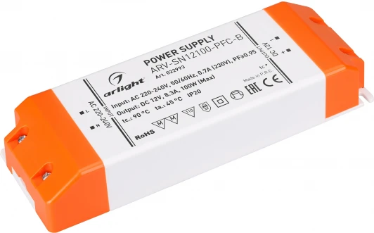 022993 Блок питания ARV-SN12100-PFC-B (12V, 8.3A, 100W) (IP20 Пластик) 022993 Arlight ARV
