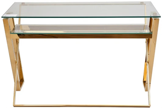GY-07910 910 Стол письменный стекло прозр/золото 120*60*78см Garda Decor