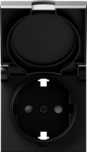 DE45430 Накладка для розетки Schuko с заземлением, с крышкой, 16A 250 В~, матовый карбон IP44 Donel A07 DE45430