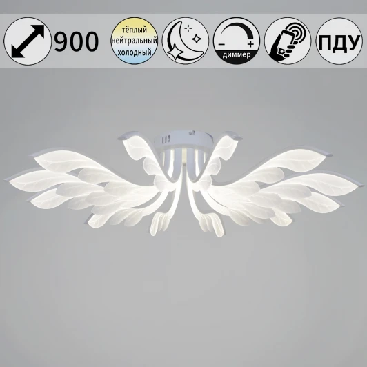 14390-0.3-12L white Потолочная люстра светодиодная с пультом и ночным режимом Reluce 14390-0.3-12L white (Умный дом)