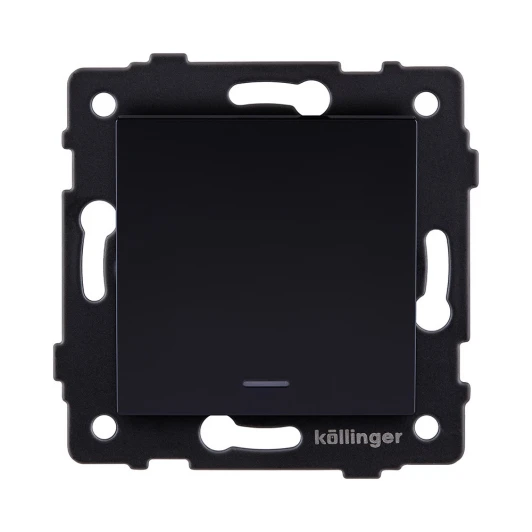 REA-S-004BK Выключатель 1-клавишный проходной 10А/250В с LED подсветкой, черный Kollinger REA-S-004BK для Aspekt, Eleganz, Reflex