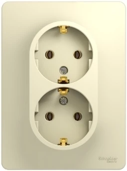 GSL000224 Розетка встраиваемая двойная с заземлением (бежевый) Systeme Electric Glossa GSL000224