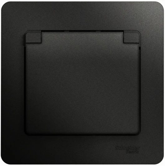 GSL000746 Розетка встраиваемая с заземлением, шторками и крышкой (антрацит) Systeme Electric Glossa GSL000746