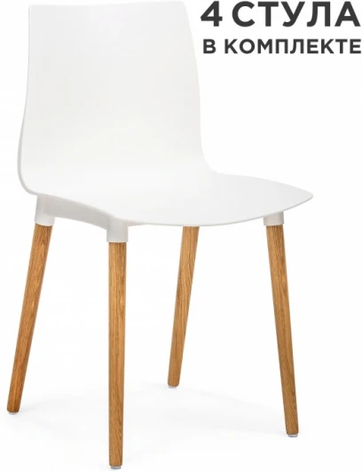 589906 Обеденный стул Кобе Woodville (Массив дерева,Пластик/Белый) арт.589906