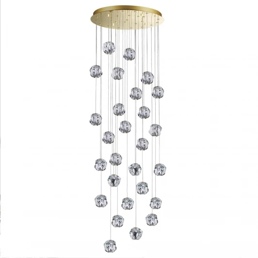 5085/120L Потолочная каскадная люстра Odeon Light Jemstone 5085/120L золото/прозрачный/металл/акрил LED 120W 4000K 5500Лм (220V, на проводе)