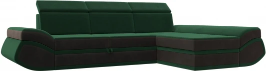 121645 Диван угловой Лига-032 правый угол (Зеленый,Коричневый/Велюр) Лига Диванов арт.121645