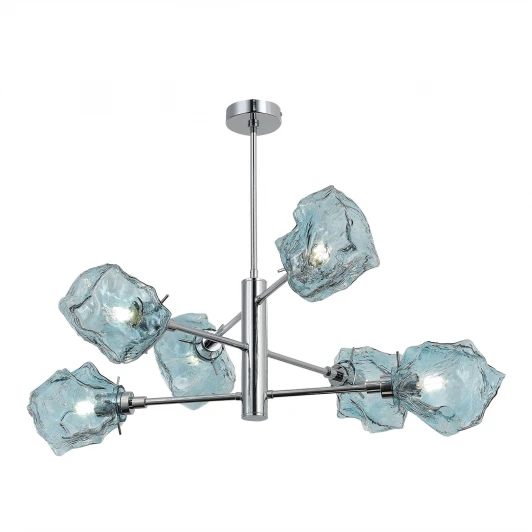 SL1175.112.06 Потолочная люстра на штанге ST Luce Portici SL1175.112.06 Хром/Светло-голубой E14 6*40W