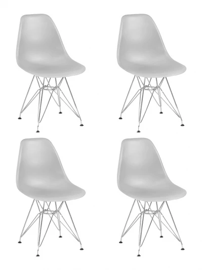 LMZL-PP638A-N_CH-M_P-GR-01 Набор 4 шт стул обеденный DOBRIN DSR (ножки хром, цвет светло-серый (GR-01))