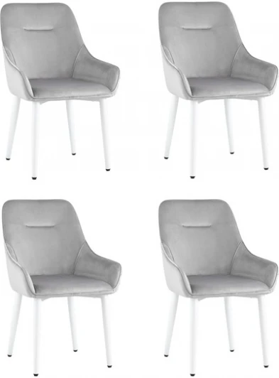 УТ000037411 Стул Диана велюр серебристый ножки белые 4 шт Stool Group (арт.УТ000037411)