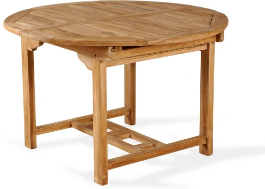 889243 Стол круглый раздвижной Nairobi (Массив тика/Бежевый) ОГОГО Обстановочка! арт.889243