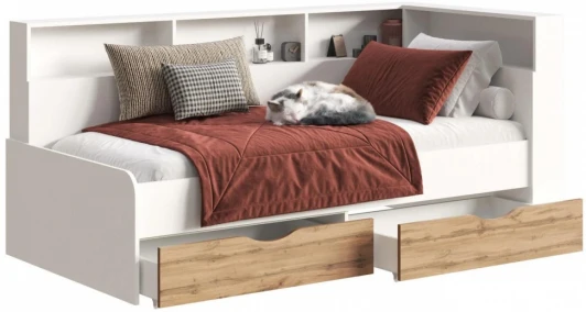 602817 Кровать Woodville Амер 190х80 белый / дуб вотан арт.602817