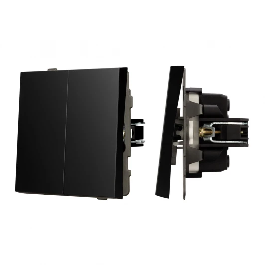 054067 Механизм выключателя двухклавишный проходной SWT-TENDO-MKP2-PL-BK (230V, 10A) (Arlight) 054067