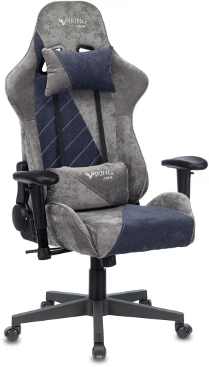 VIKING X NAVY Кресло игровое Zombie VIKING X Fabric серый/темно-синий с подголов. крестовина пластик