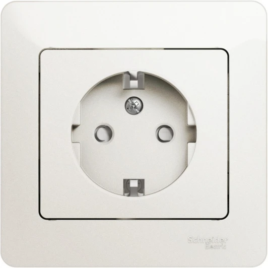 GSL000644 Розетка встраиваемая с заземлением и шторками (перламутровый) Systeme Electric Glossa GSL000644