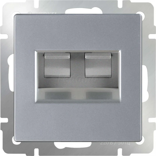 WL06-RJ45+RJ45 Розетка встраиваемая двойная Ethernet RJ-45 Werkel, серебро