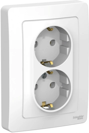 BLNRS001021 Розетка встраиваемая двойная с заземлением (белый) Systeme Electric Blanca BLNRS001021