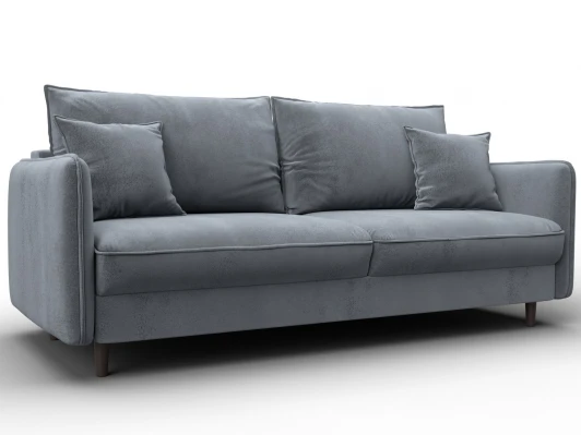 129610 Диван прямой Лига-064 НПБ (ДСП/Дерево/Велюр/Серый) Лига Диванов 129610