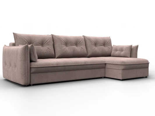 133664 Диван угловой Лига-100 НПБ угол универсальный (ДСП,Фанера/Пластик/Велюр/Бежевый) Лига Диванов 133664