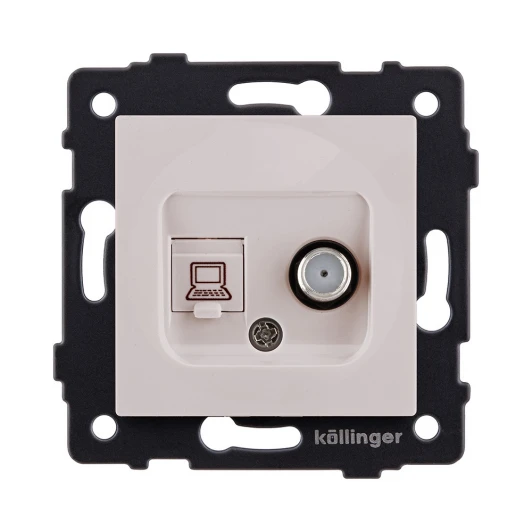 REA-022CM Розетка двойная спутниковая SAT + RJ45 кашемир матовый Kollinger REA-022CM для Aspekt, Eleganz, Reflex