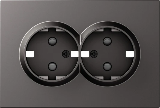 DS22245 Накладка для розетки 2-й с заземлением, со шторками 16A 250 В~, матовый титан Donel S08 DS22245