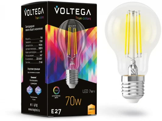 7217 Светодиодная лампа A60 7W 3000K E27 CRI97 Voltega General purpose bulb E27 7W High CRI 7217