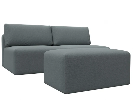 129676 Диван прямой модульный с пуфом Лига-060 НПБ (ЛДСП,Брус,Фанера/Пластик/Рогожка/Серый) Лига Диванов 129676