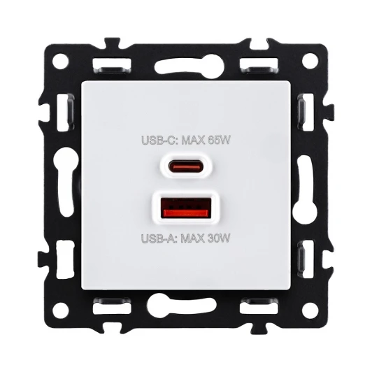 AS-024WH Розетка USB A+C 65W белый Kollinger Asthetik AS-024WH