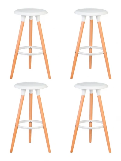 LMZL-PP652-N_LB-MTR_P-W-02 Набор 4 шт табурет барный DOBRIN ROYCE (ножки светлый бук, цвет белый (W-02))