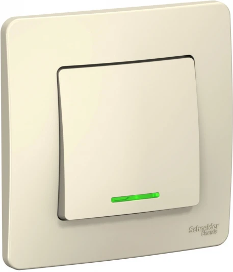 BLNVS010612 Выключатель встраиваемый одноклавишный с подсветкой (молочный) Systeme Electric Blanca BLNVS010612