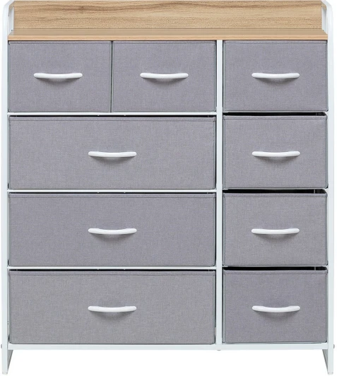 2500000229084 Комод Leset Ноа 9 ящиков (Сталь,Искусственный лен/Светло-серый) арт.2500000229084