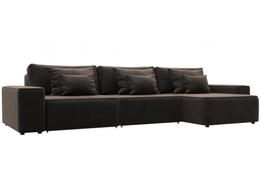 129864 Диван угловой Лига-074 угол универсальный (ДСП/Пластик/Велюр/Коричневый) Лига Диванов 129864