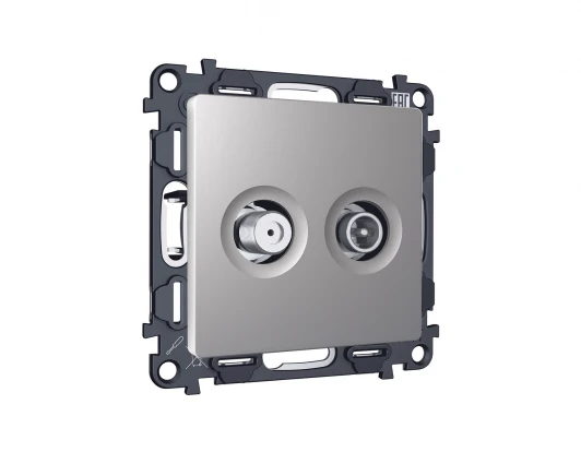 MA513310 Комплект механизма ТВ-розетки+SAT встраиваемый (сталь матовый) Ambrella Volt QUANT MA513310