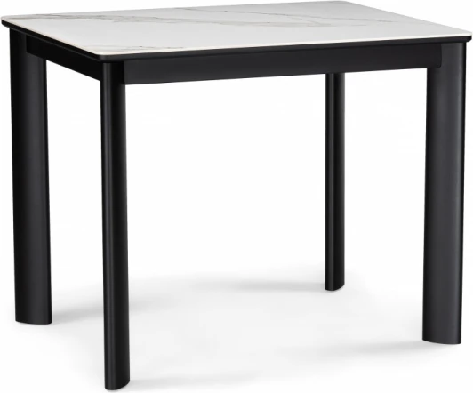 588064 Кухонный стол Woodville Кина 90(130)х65х76 alpine white / черный (МДФ) арт.588064