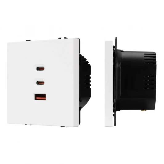 061839(1) Розетка тип А+С+С софт-тач белый кварц ARL NOBE USB SCT-MUACC-SFPL-FC-WH (65W, QC3) (Arlight,) 061839(1)
