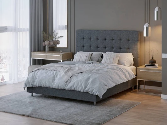 2033154 PROxSON Кровать Madrid Boxspring Standart (Ткань: Рогожка Savana Grey (серый)) 120x200