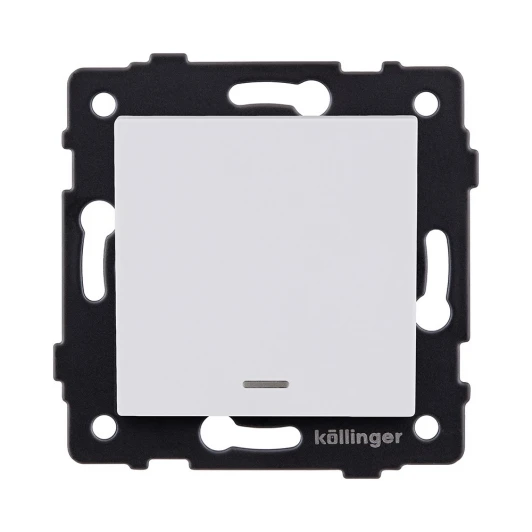 REA-S-002WM Выключатель 1-клавишный 10А/250В с LED подсветкой, белый матовый Kollinger REA-S-002WM для Aspekt, Eleganz, Reflex