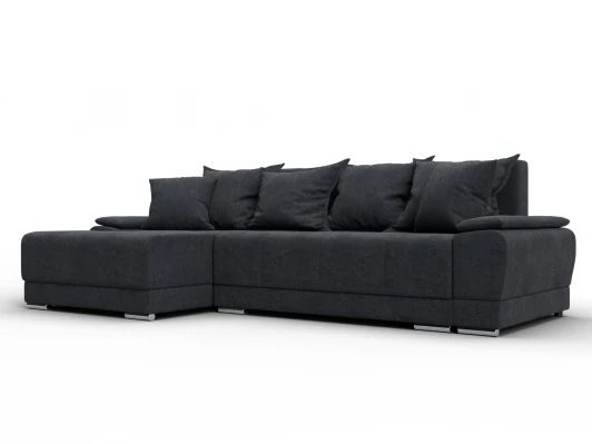 137100L Диван угловой Лига-119 угол левый (ДСП,Брус,Фанера,ЛДС,Велюр/Темно-серый) Лига Диванов 137100L