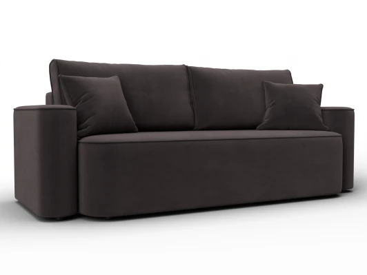 137076 Диван прямой Лига-118 НПБ (ДСП,ЛДСП,Брус,Фанера,Велюр/Коричневый) Лига Диванов 137076