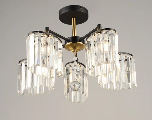 000080210 Потолочная люстра на штанге  SL7884-5 BK+FGD Мелодия Света SL1N 000080210