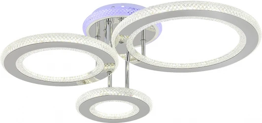 10297/3LED BL Потолочная люстра светодиодная с таймером Escada Venus 10297/3LED BL 73Вт, с ПДУ, металл/акрил, хром/прозрачный (220V, кольцо)