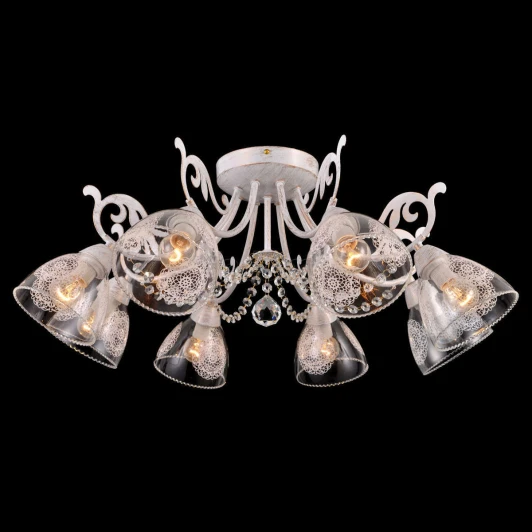 75054/8C IVORY Люстра потолочная Natali Kovaltseva Tulip, 8 плафонов, белый с золотом и прозрачным