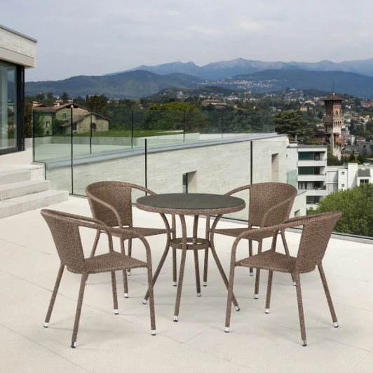 T282ANT/Y137C-W56 Light Brown 4Pcs Комплект плетеной мебели Afina T282ANT/Y137C-W56 Light Brown 4Pcs