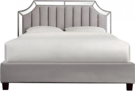 N-BD1894V GR Кровать с зеркальными вставками серая 214*172*127см Garda Decor арт.N-BD1894V GR