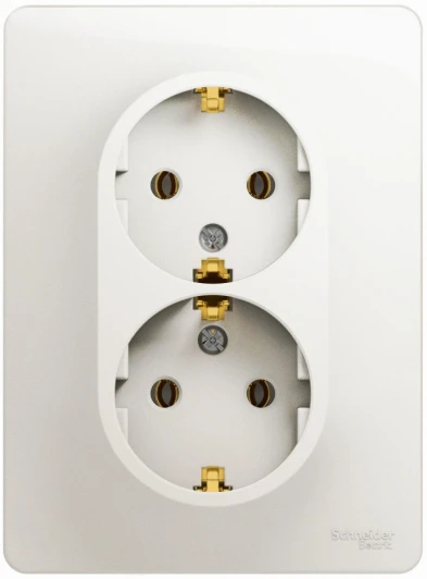GSL000624 Розетка встраиваемая двойная с заземлением (перламутровый) Systeme Electric Glossa GSL000624