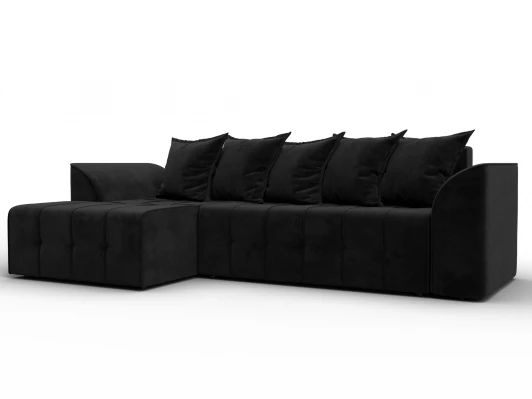 136726L Диван угловой Лига-113 угол левый (ДСП,Велюр/Черный) Лига Диванов 136726L