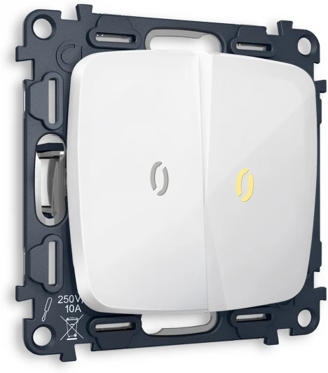 MO104030 Выключатель двухклавишный проходной с подсветкой (белый глянец) Ambrella Volt QUANT MO104030
