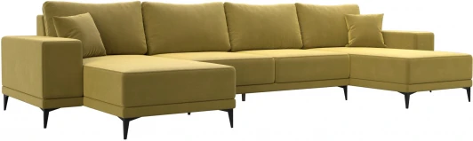 122416 Диван П-образный Льюес (Желтый/Микровельвет) Лига Диванов арт.122416