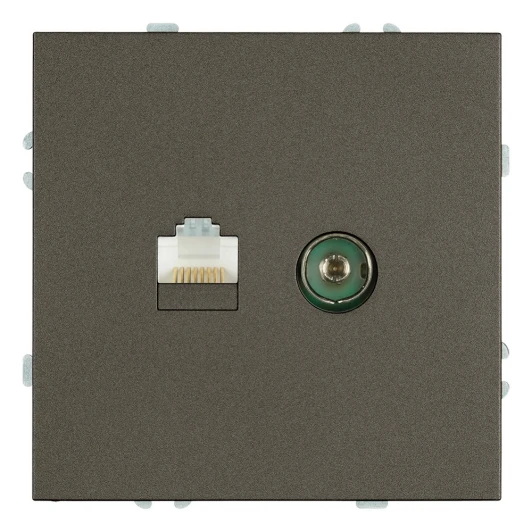 49924 ТВ-розетка и Ethernet RJ-45 (антрацит, soft touch) Stekker Эмили 49924